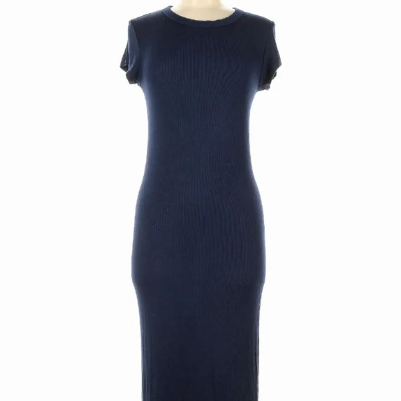 Enza Costa INTERMIX Ribbed Navy Bodycon T-shirt Dress S/M - Picture 6 of 10
